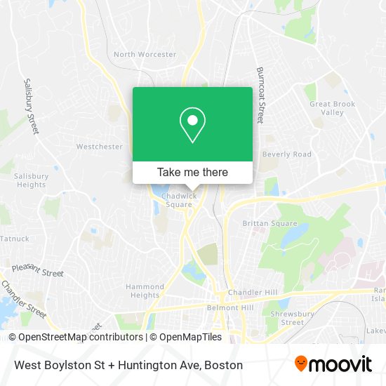 West Boylston St + Huntington Ave map