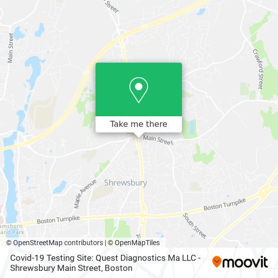 Covid-19 Testing Site: Quest Diagnostics Ma LLC - Shrewsbury Main Street map
