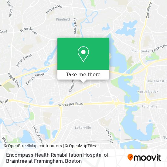 Mapa de Encompass Health Rehabilitation Hospital of Braintree at Framingham