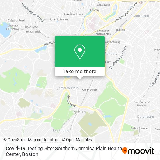 Mapa de Covid-19 Testing Site: Southern Jamaica Plain Health Center