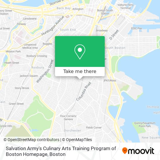 Salvation Army's Culinary Arts Training Program of Boston Homepage map