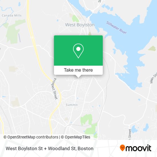 West Boylston St + Woodland St map