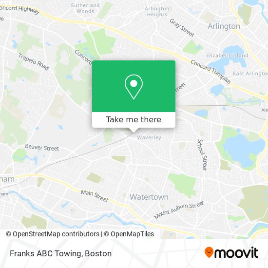 Franks ABC Towing map