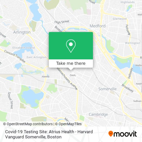 Covid-19 Testing Site: Atrius Health - Harvard Vanguard Somerville map