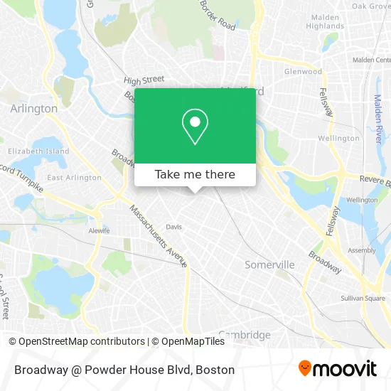 Broadway @ Powder House Blvd map