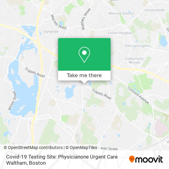 Mapa de Covid-19 Testing Site: Physicianone Urgent Care Waltham