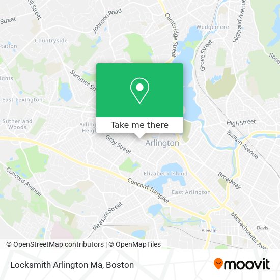 Mapa de Locksmith Arlington Ma