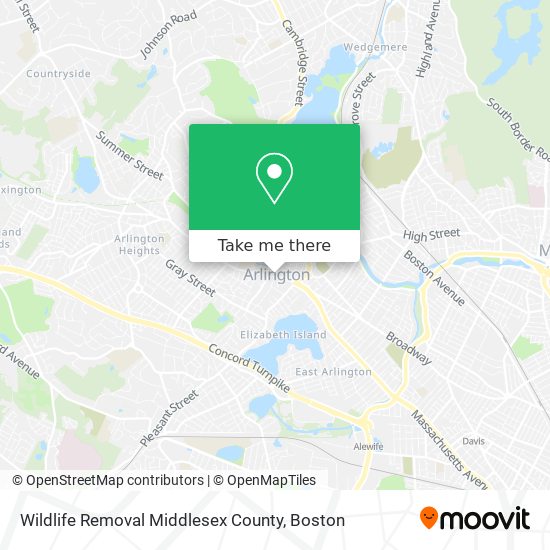 Wildlife Removal Middlesex County map