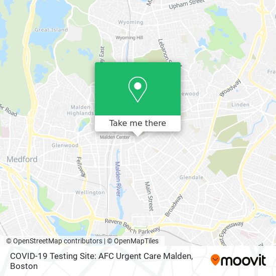 COVID-19 Testing Site: AFC Urgent Care Malden map