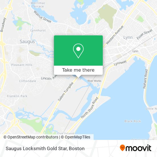 Saugus Locksmith Gold Star map