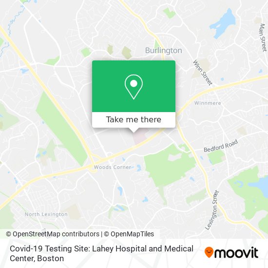 Mapa de Covid-19 Testing Site: Lahey Hospital and Medical Center