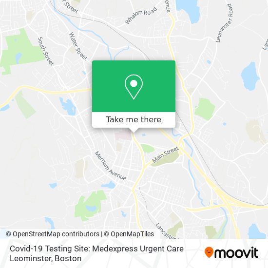Covid-19 Testing Site: Medexpress Urgent Care Leominster map
