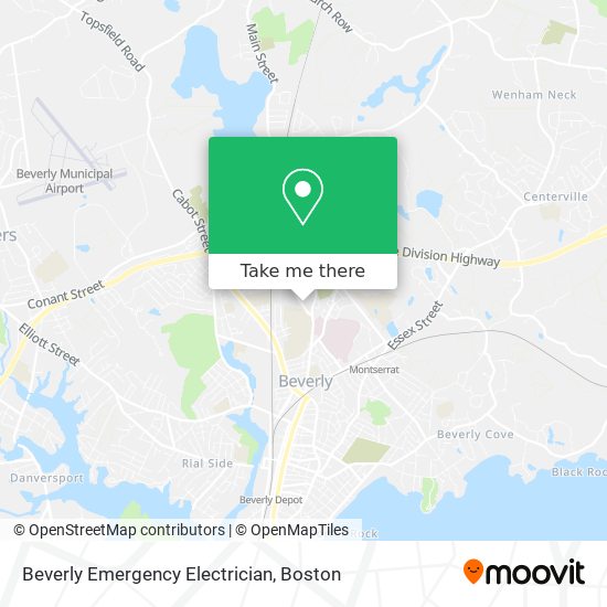 Beverly Emergency Electrician map