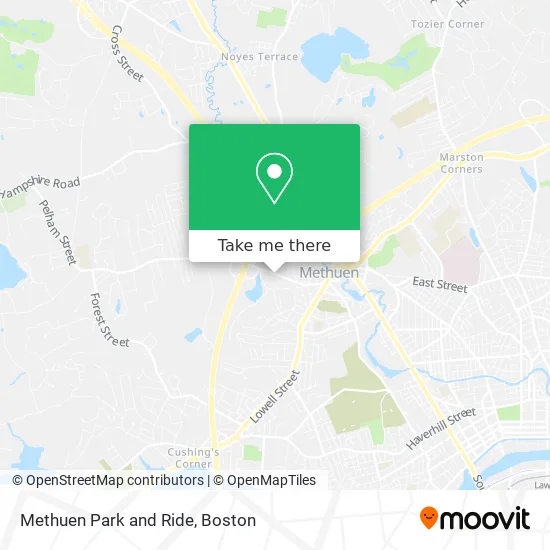 Methuen Park and Ride map
