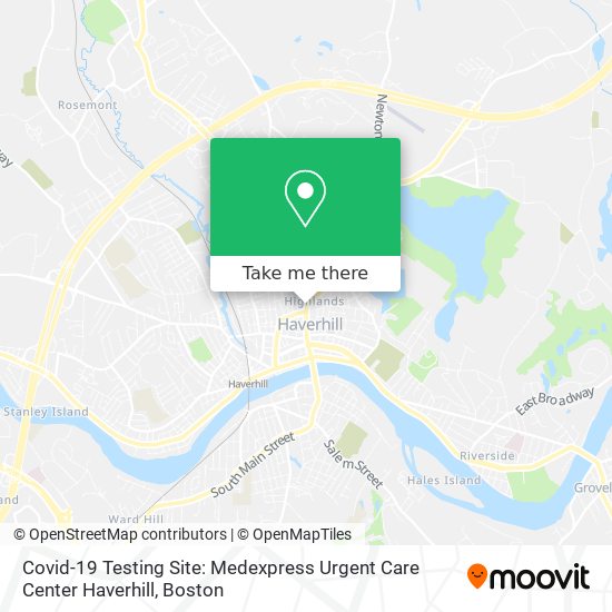 Mapa de Covid-19 Testing Site: Medexpress Urgent Care Center Haverhill