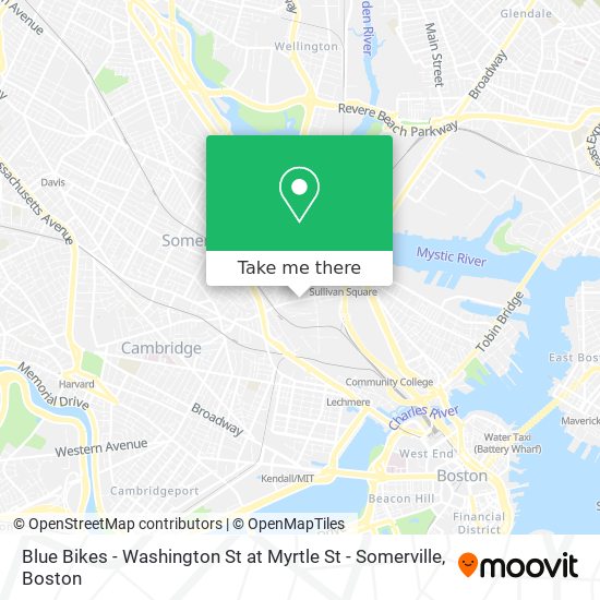 Mapa de Blue Bikes - Washington St at Myrtle St - Somerville