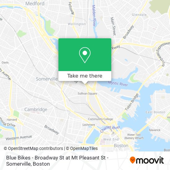 Mapa de Blue Bikes - Broadway St at Mt Pleasant St - Somerville