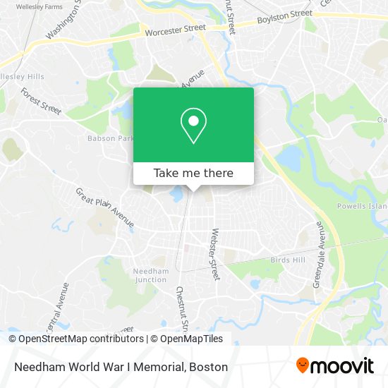 Needham World War I Memorial map