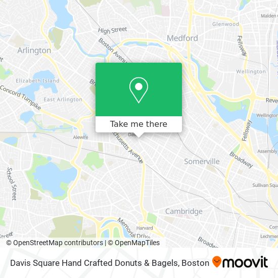 Davis Square Hand Crafted Donuts & Bagels map