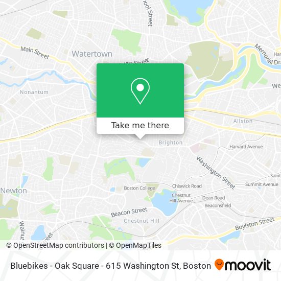 Mapa de Bluebikes - Oak Square - 615 Washington St