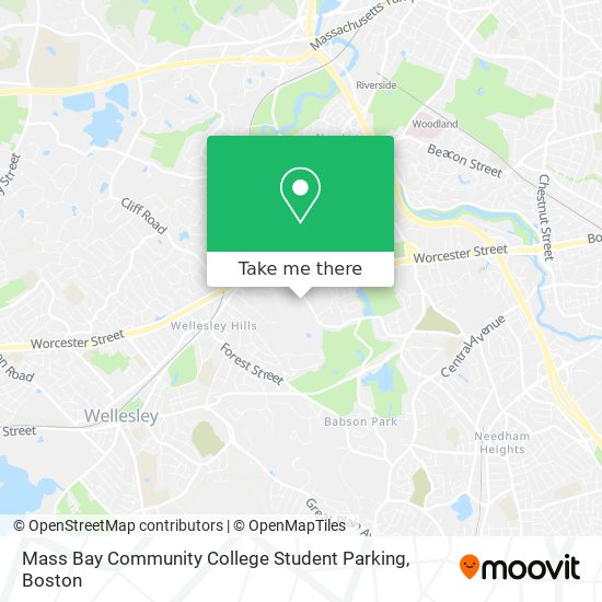 Mass Bay Community College Student Parking map