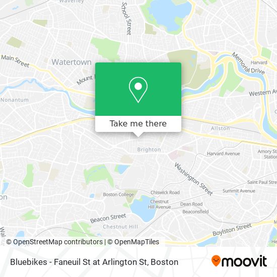 Bluebikes - Faneuil St at Arlington St map