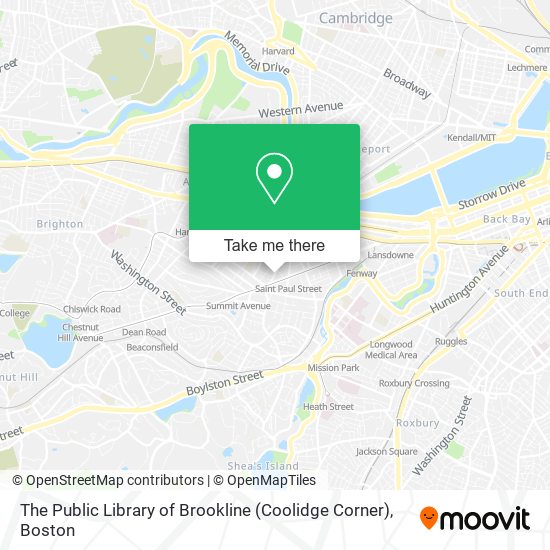 The Public Library of Brookline (Coolidge Corner) map