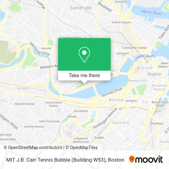 MIT J.B. Carr Tennis Bubble (Building W53) map