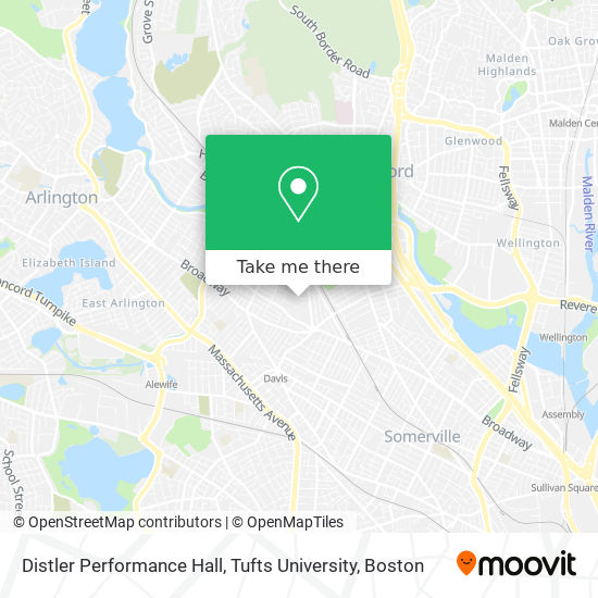 Mapa de Distler Performance Hall, Tufts University