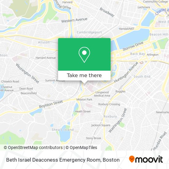 Mapa de Beth Israel Deaconess Emergency Room