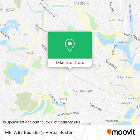 Mapa de MBTA 87 Bus Elm @ Porter