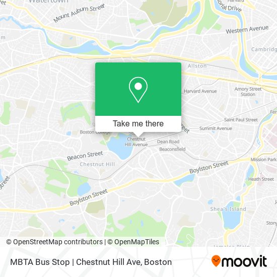 MBTA Bus Stop | Chestnut Hill Ave map