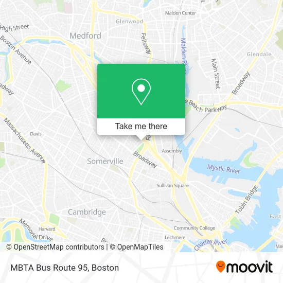 MBTA Bus Route 95 map