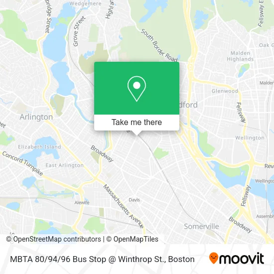 MBTA 80 / 94 / 96 Bus Stop @ Winthrop St. map