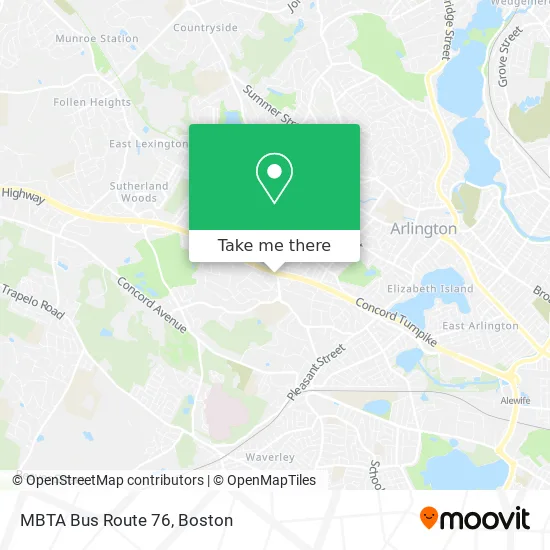 MBTA Bus Route 76 map