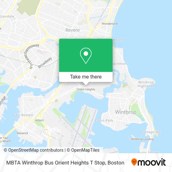 Mapa de MBTA Winthrop Bus Orient Heights T Stop