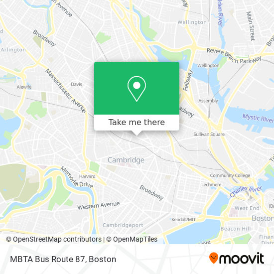 MBTA Bus Route 87 map