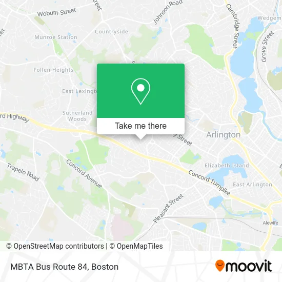 MBTA Bus Route 84 map