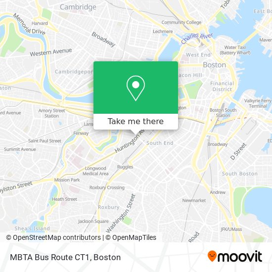 Mapa de MBTA Bus Route CT1