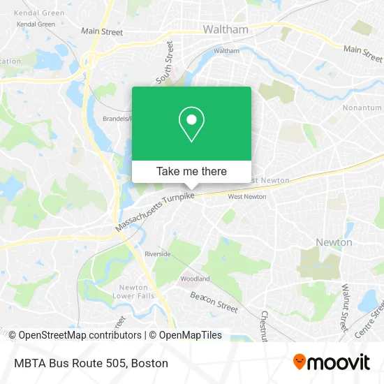 MBTA Bus Route 505 map