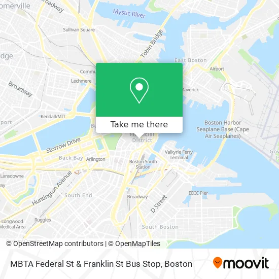 MBTA Federal St & Franklin St Bus Stop map