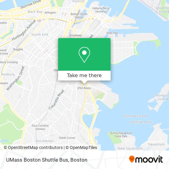 Mapa de UMass Boston Shuttle Bus