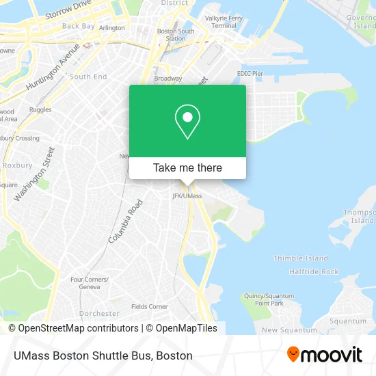 Mapa de UMass Boston Shuttle Bus