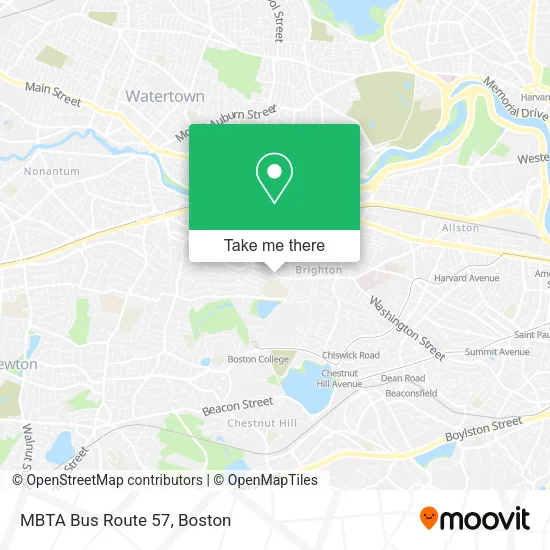 MBTA Bus Route 57 map