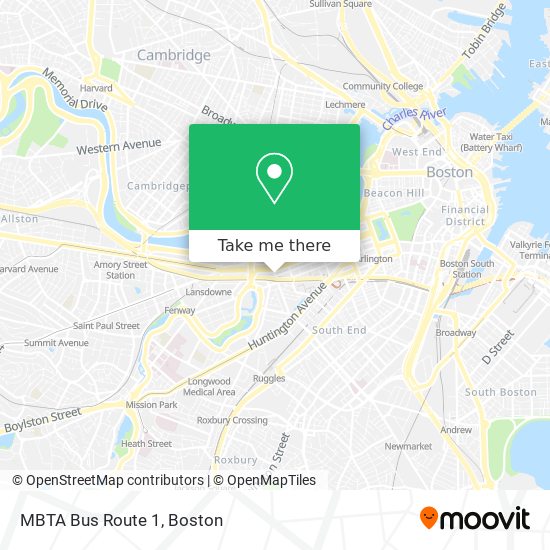 MBTA Bus Route 1 map