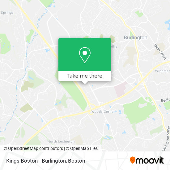 Kings Boston - Burlington map
