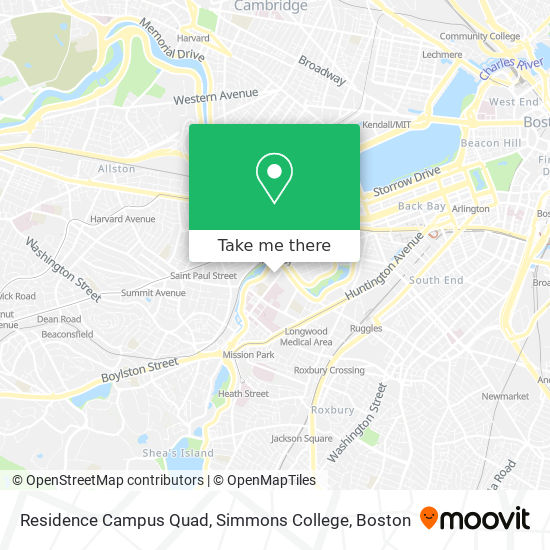 Residence Campus Quad, Simmons College map