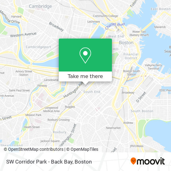 Mapa de SW Corridor Park - Back Bay