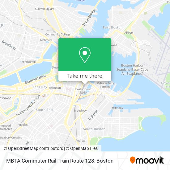 MBTA Commuter Rail Train Route 128 map