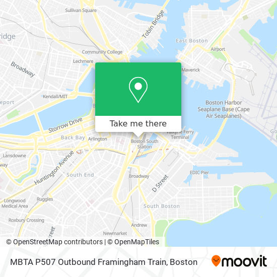 MBTA P507 Outbound Framingham Train map